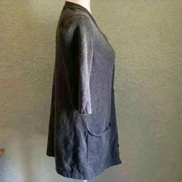 J.Jill Cardigan Cashmere Charcoal Grey Petite Small Academia Office Teacher - Picture 4 of 11